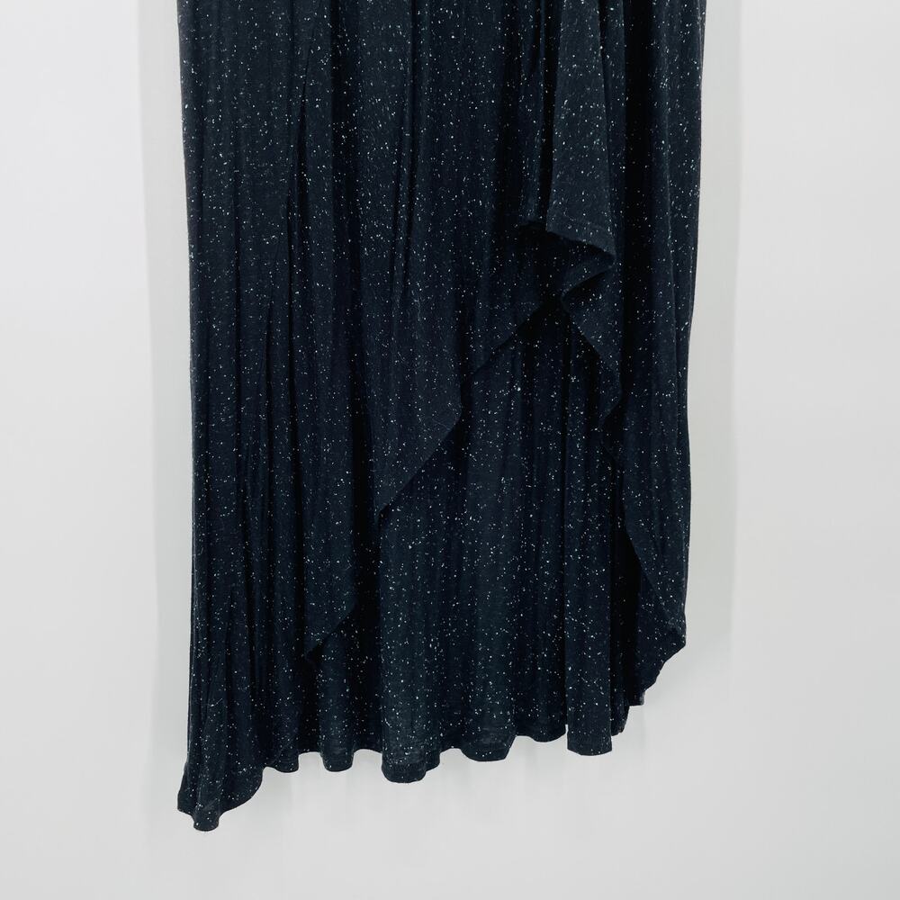 ERIC + LANI Black Heather Sleeveless Asym Hem T-shirt Lined Maxi Sheath Dress L - Picture 3 of 14